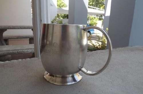 K.G.C Monthly medal.Mug in  EPNS by Emess.Good condition.Height 11cm.top diam 9cm