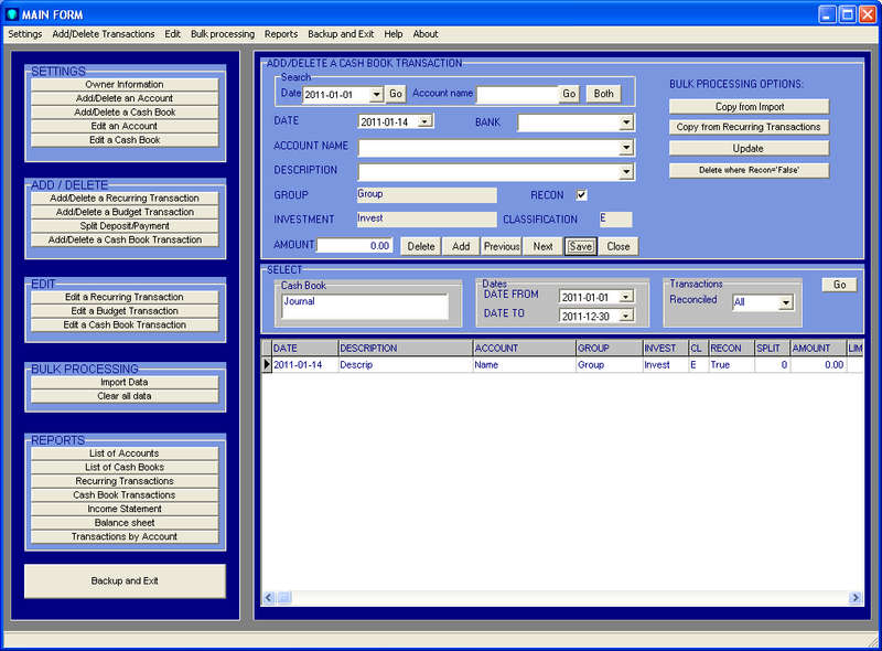 Personal financial software