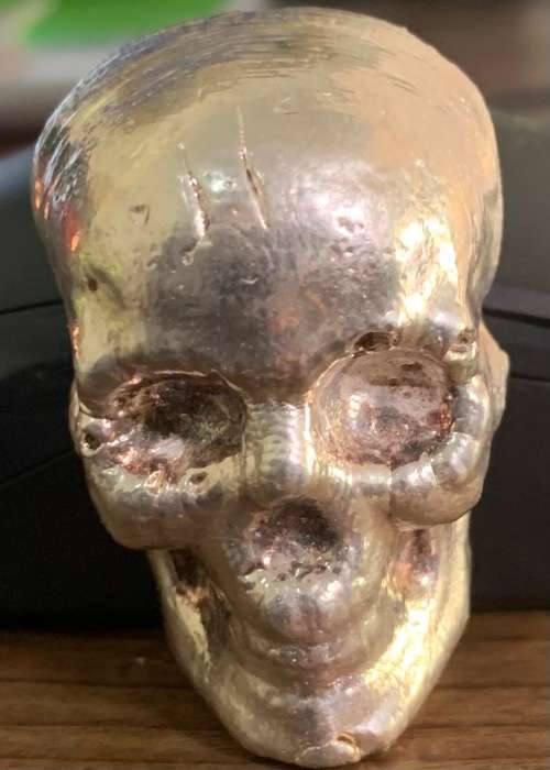 5oz hand poured .999 pure silver Skull custom made in the USA with COA. Unique