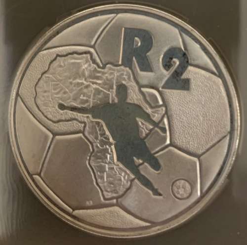 1995 1oz silver content SANGS certified slabbed proof 2 Rand African Cup of Nations