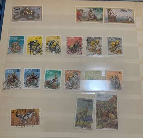 Stock book 16 pages with collection of Southern Africa stamps various years