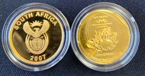 Ultra rare set of TWO 1/4oz PROOF 24ct GOLD 2007 Cape Floral Region World Heritage Launch