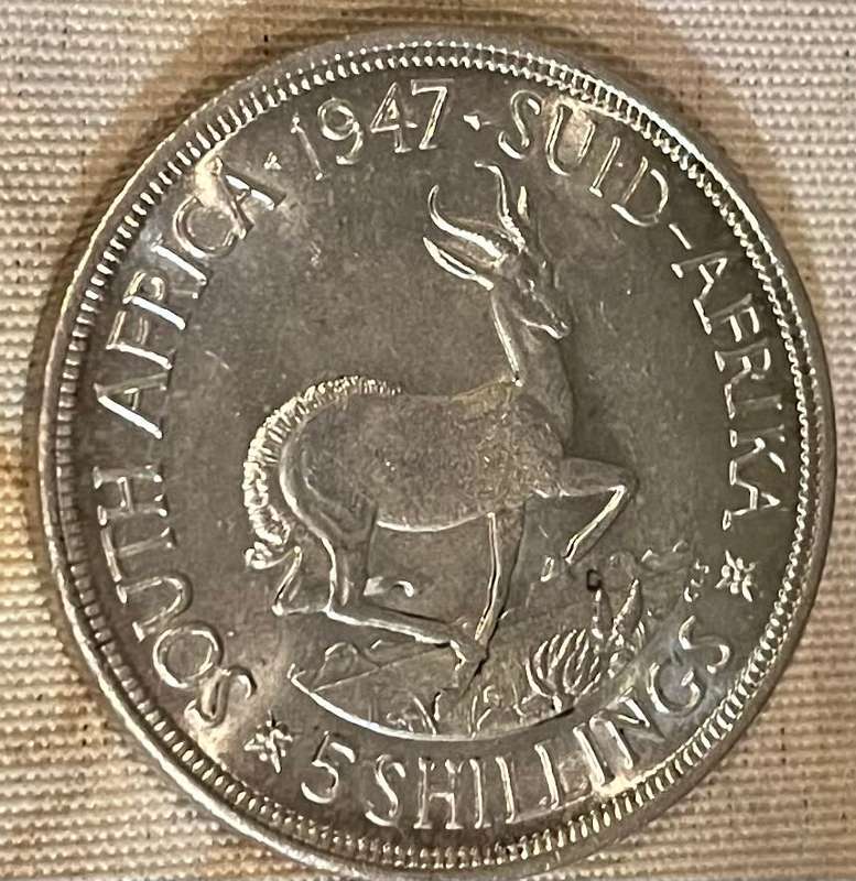 1947 Five Shilling Coin 0.800 Silver 28.28 grams proof