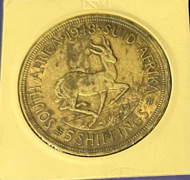 1948 Five Shilling Coin 0.800 Silver 28.28 grams