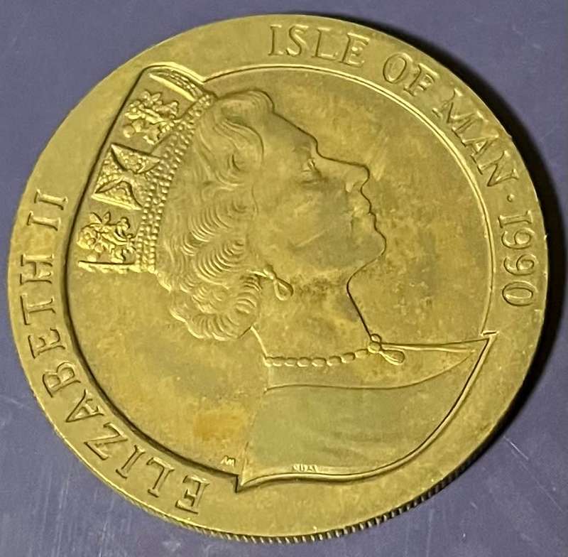 1990 Penny Black 150th anniversary Pearl Black Isle of Mann 1 Crown coin