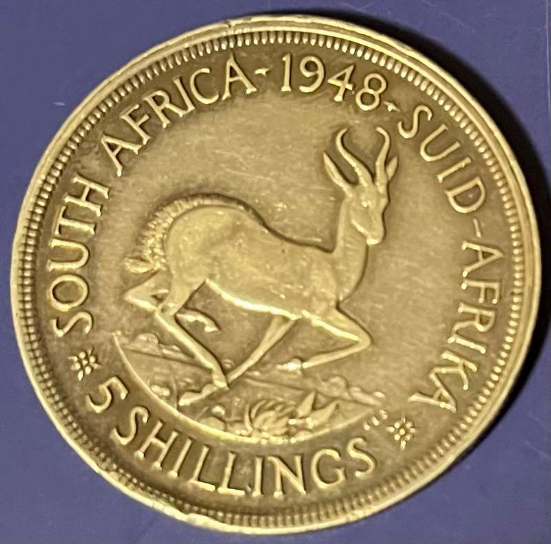 1948 Five Shilling Coin 0.800 Silver 28.28 grams proof