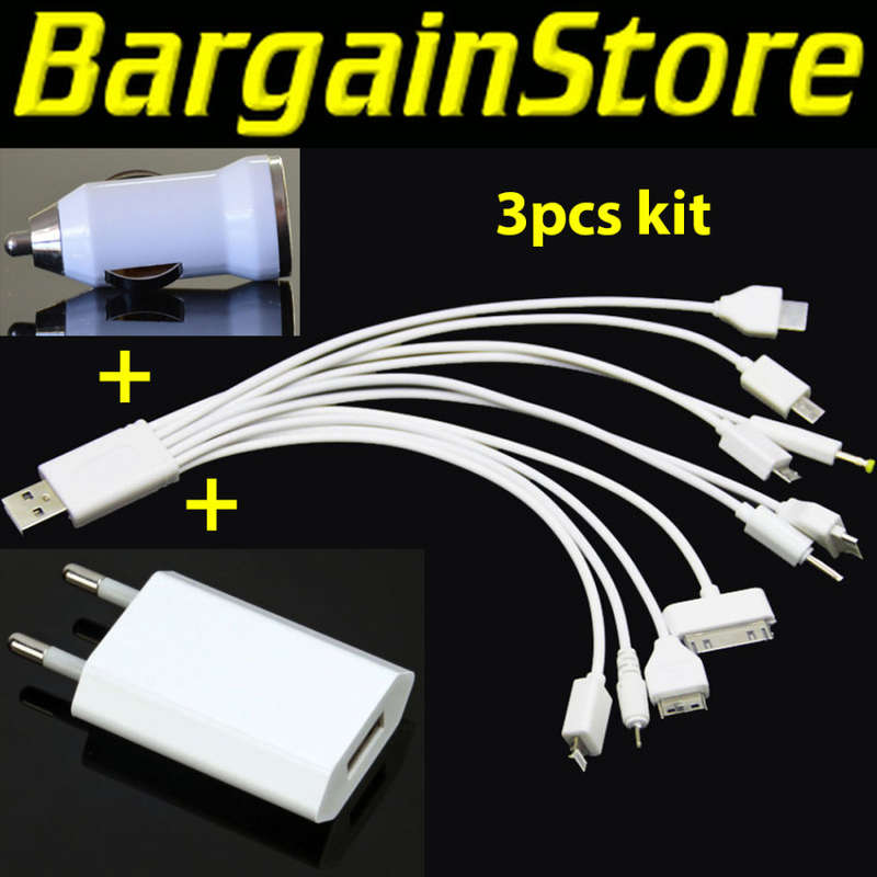 1 to 10 USB Multi charger set, 2 X chargers, popular connectors Iphone Samsung & more <LOCAL STOCK>