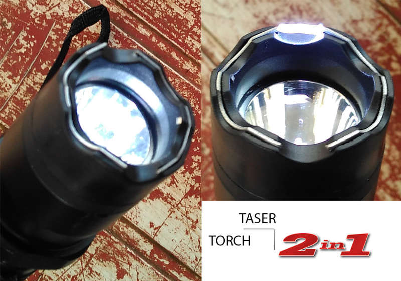 Taser and torch, rechargeable metal stun gun flashlight