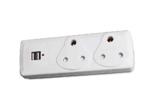 Double Adapter Plug with 2 USB Ports - 3 ON AUCTION