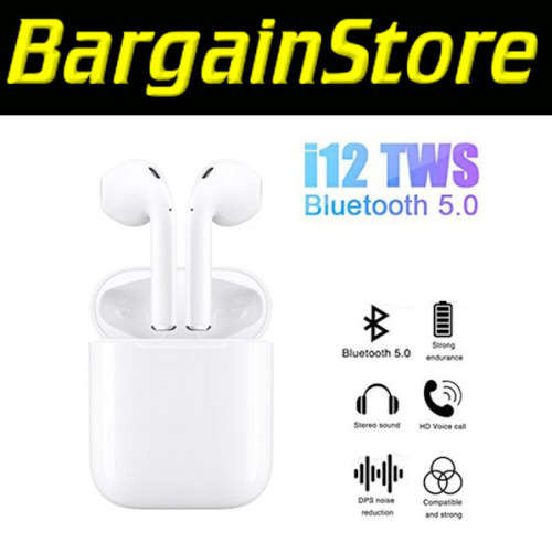 i12 TWS Wireless Bluetooth Earphones and Charging Case, Bluetooth 5.0 - 3 ON AUCTION