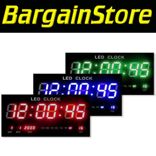 Large LED Clock Available in BLUE OR WHITE LEDS