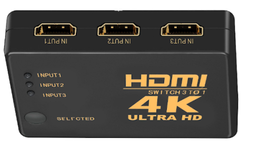 3 to 1 1080p 4k HDMI Switch with IR Remote