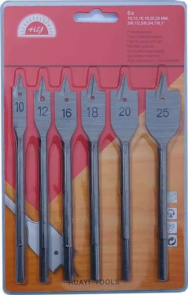 6 Piece Flat Bit Drill Set - 3 ON AUCTION