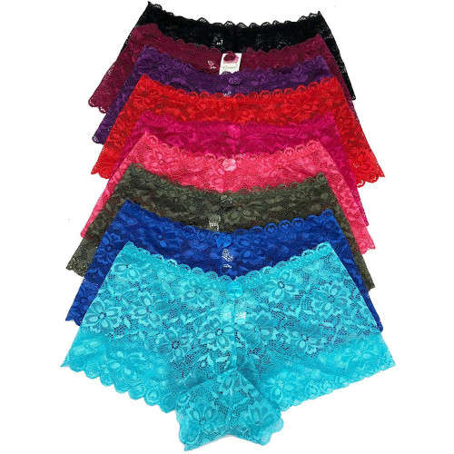 12 Pack Ladies Lace Boyshorts Underwear
