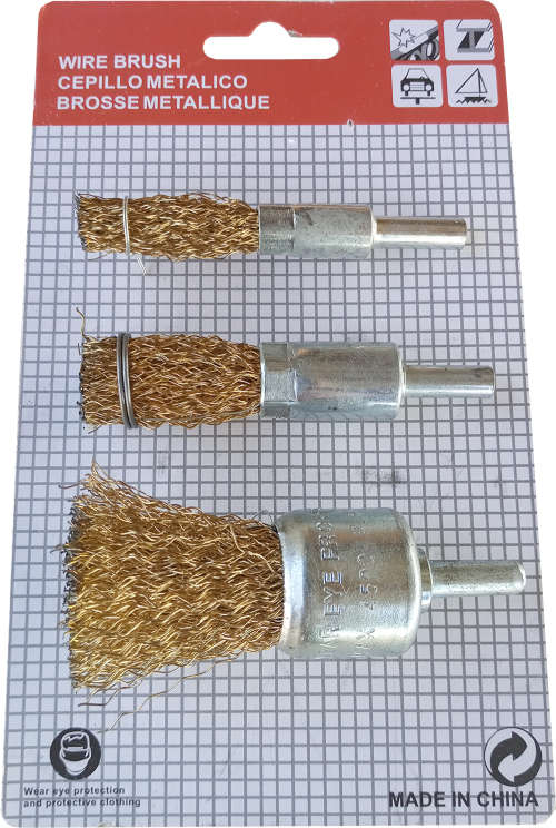 3 Piece Wire Brush Drill Bit Set