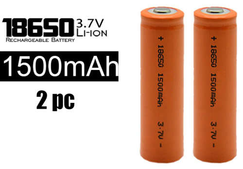 2pc 1500mAh Rechargeable 18650 Lithium Batteries - 3 ON AUCTION