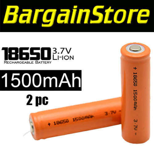 2pc 1500mAh Rechargeable 18650 Lithium Batteries - 3 ON AUCTION