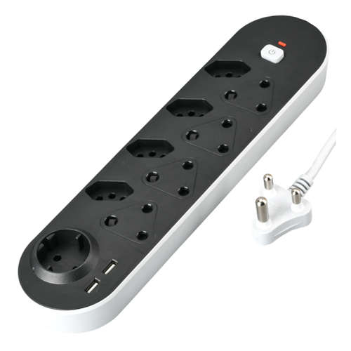 9 Way Black Multiplug with 2 USB Ports - NEW LOW SHIPPING
