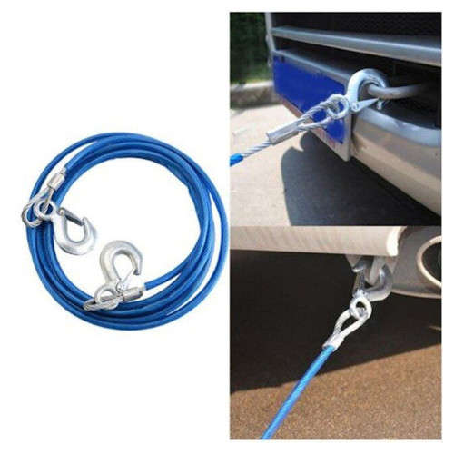 Heavy Duty 4m 7T STEEL Tow Rope with Forged Hook Safety Latches
