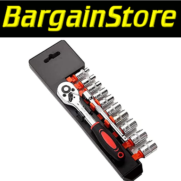 12 Piece 1/4` Socket and Ratchet Driver Set