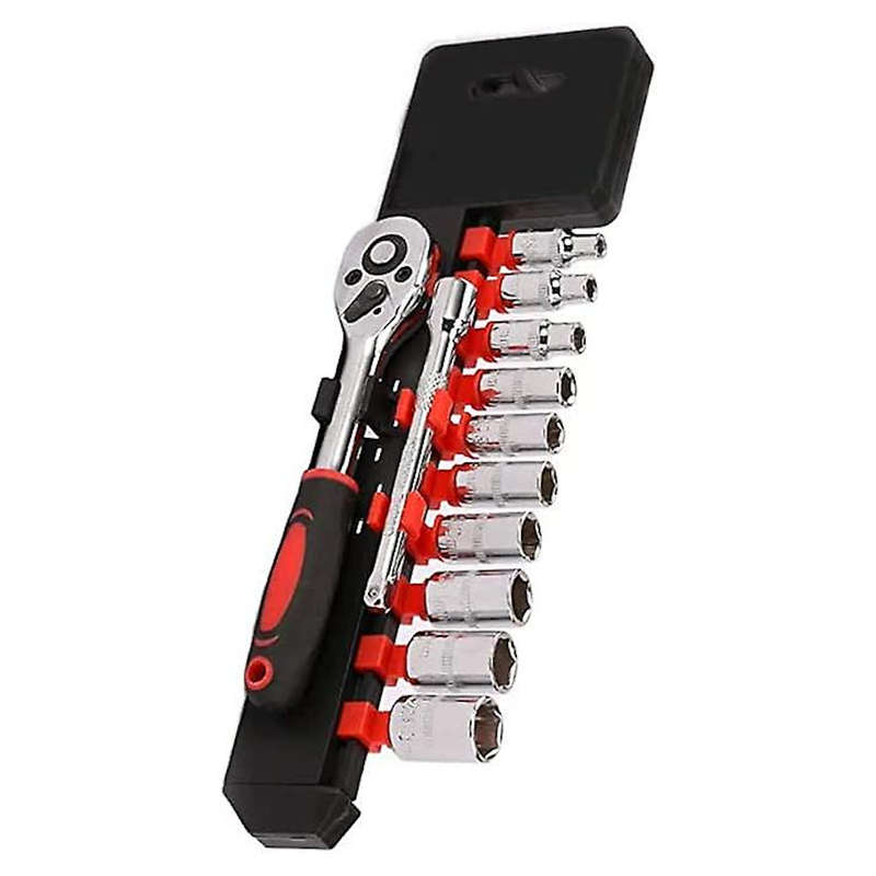 12 Piece 1/4` Socket and Ratchet Driver Set