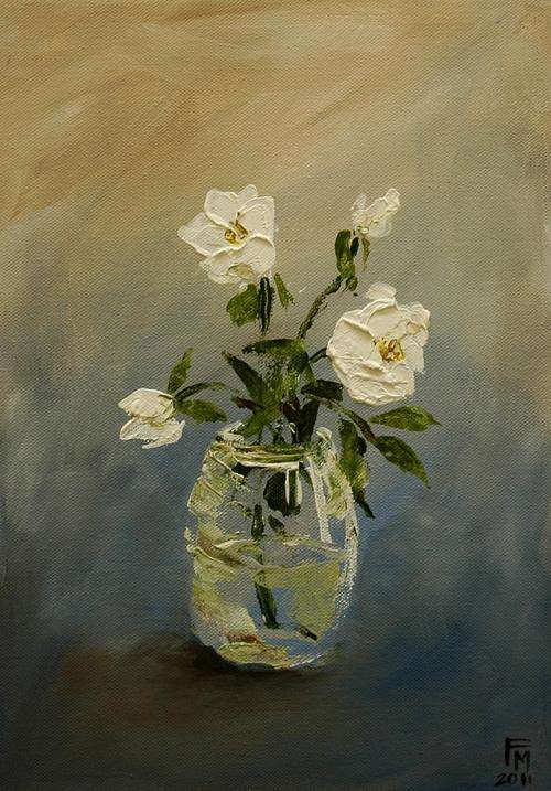 Four white roses