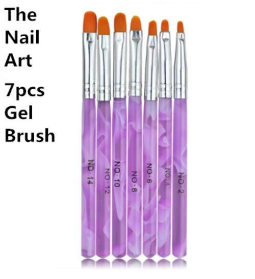 The Nail Art - 7 Pcs Different Sizes Gel Brush Manicure Art