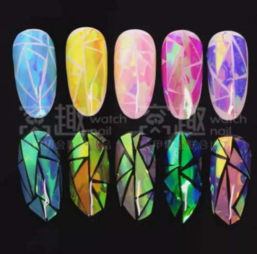 The Nail Art -  Newest Broken Glass Finger Nail Art Stencil Decal Fashion Nail Sticker