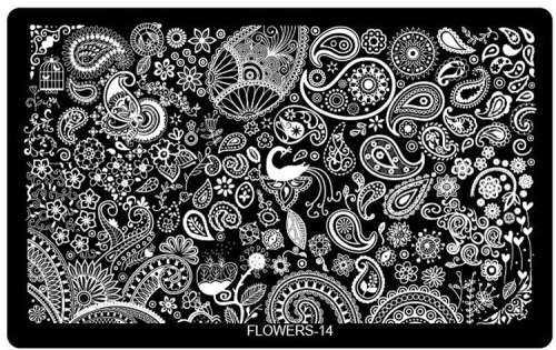 Stainless Steel Nail Stamping Plates - Flowers 14
