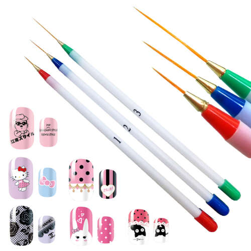 The Nail Art - 3Pcs Different Sizes Striping Brush