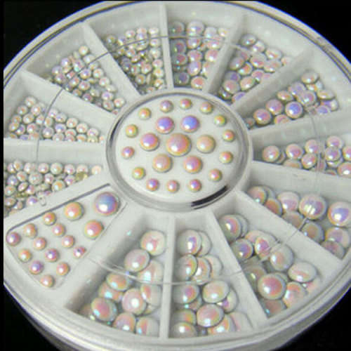 The Nail Art - Nail white AB plating drill plate 6cm12 lattice turntable disc
