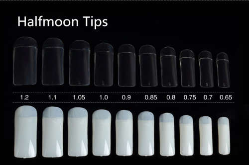 The Nail Art - 500pcs Transparent Salon False Acrylic Halfmoon Tips - White