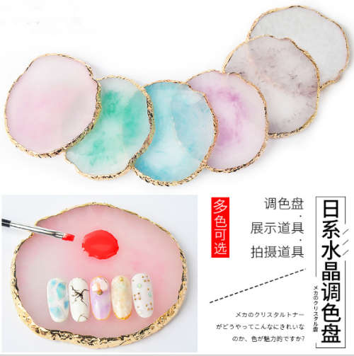 The Nail Art - Resin agate piece nail art round palette