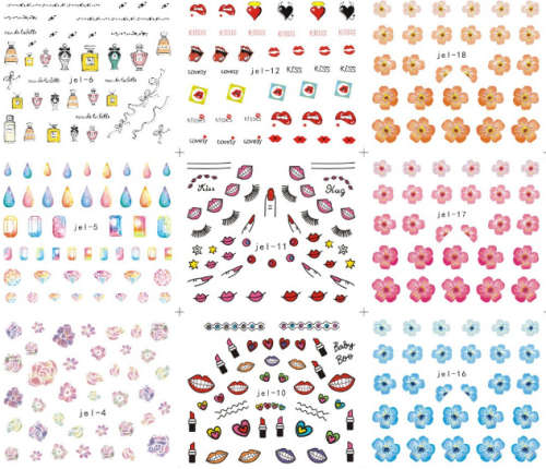 The Nail Art - Feather&Flower water deco 48/set