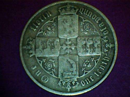 A LOVELY 1867 BRITISH GOTHIC FLORIN IN FINE CONDITION. SCARCE.