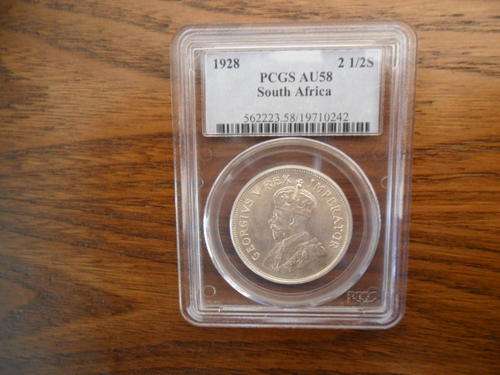 A LOVELY 1928 HALF CROWN GRADED AU 58 SCARCE IN THIS GRADE. GREAT INVESTMENT