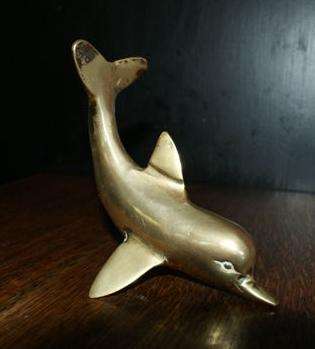 SOLID BRASS DOLPHIN ORNAMENT