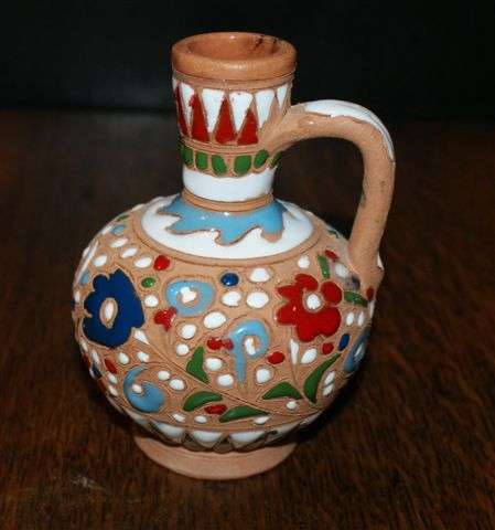 ORNATE ENAMELLED POTTERY VASE