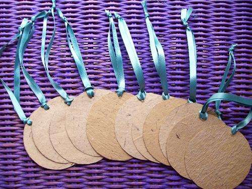 " DESERT DUNES " RECYCLED SET OF LUXURY TAGS WITH TURQUOISE RIBBON