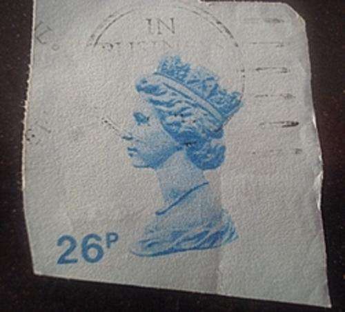 UK 26p, lady on paper