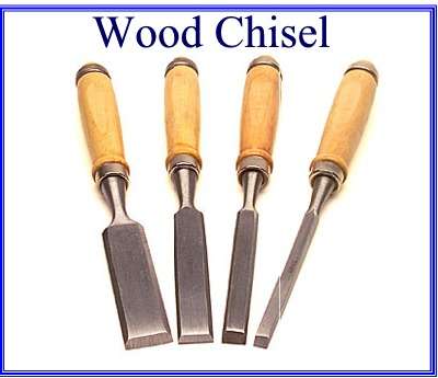 4 Chisels Wood Handles Carving Craft Hobby Repair Tools