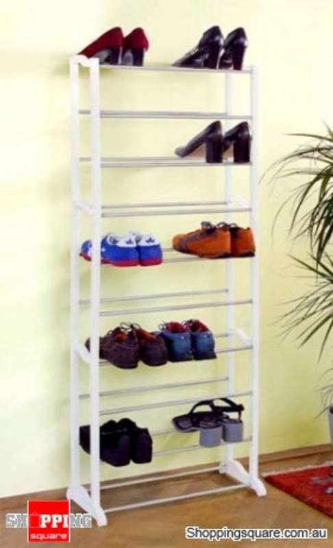 TOPDEALS Metal Shoe Rack- Holds 30 Pairs of Shoes - Home