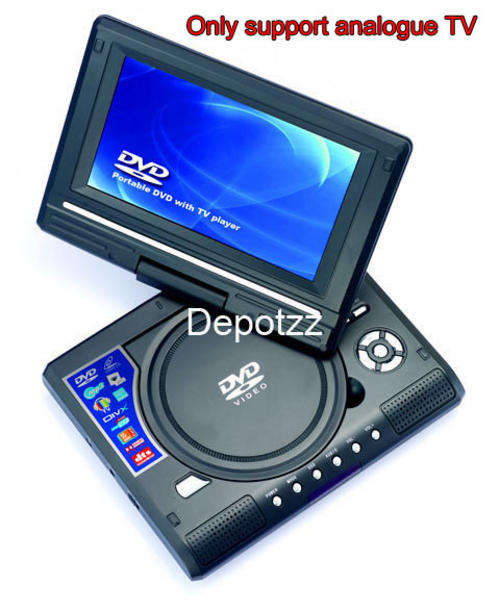 7.5" Portable 180 Degree Swivel TV Player with built in DVD player BUILT IN RECHARGEABLE BATTERY