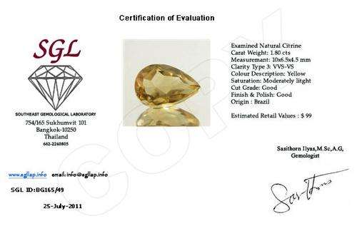 1.80 CTS NATURAL YELLOW CITRINE GEMSTONE
