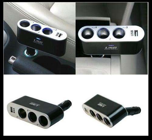 Original Car and Driver Universal 12V Triple Socket and USB Output Adapter, CD-TS - Black