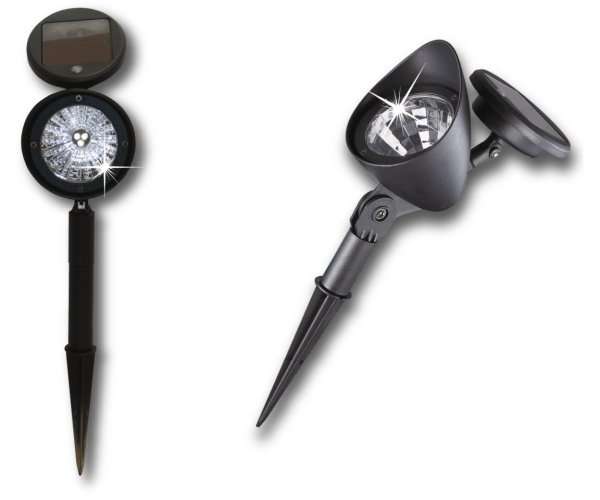 Solar Garden Spot Adjustable Light 3 LED landscape Lamp Set of 2