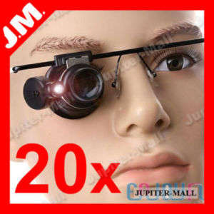 New Glasses Type Watch Repair 20X LED Magnifier
