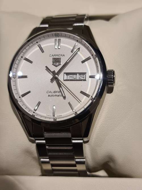 TAG Heuer Carrera Calibre 5 White Dial Day Date Mens Watch 41mm -2019 -MINT