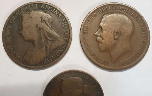 1899 AND 1912 ONE PENNY COINS Plus A 1861 HALF PENNY  Per IMAGES -Bid is for all 3 Coins NO Reserv