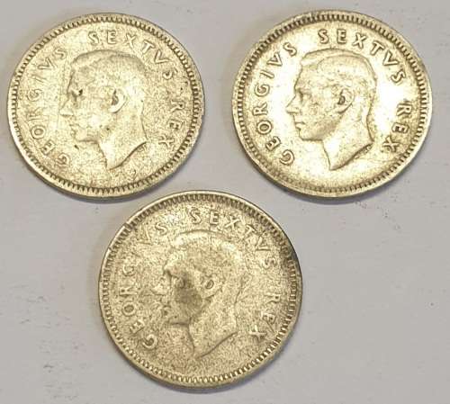 1948 - 1950 AND 1952 TICKEYS AS PER IMAGES BID IS FOR ALL 3 COINS